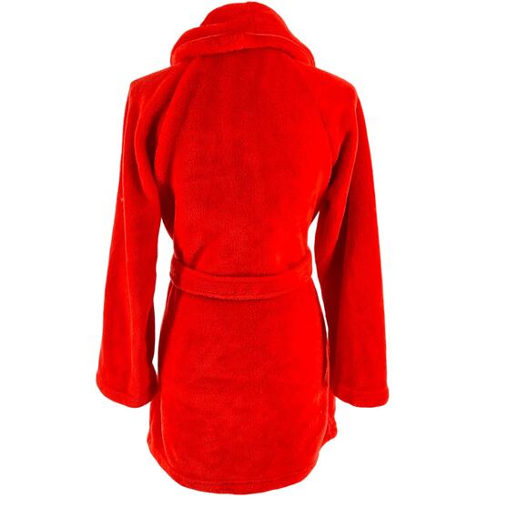 women's Victoria Secret red fuzzy embroidered robe Valentine's one size short - Picture 2 of 4